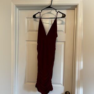 Burgundy V-Neck Dress